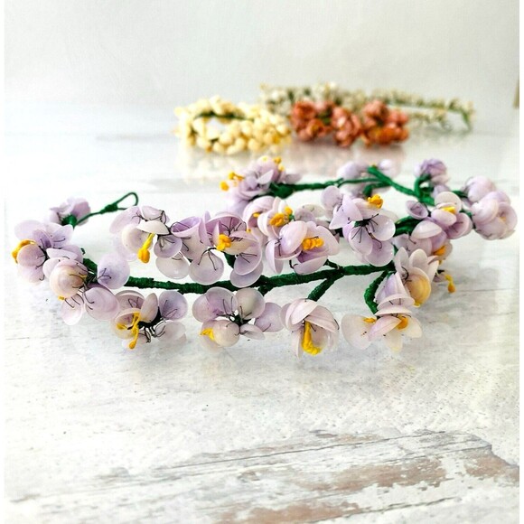 Vintage Millinery Bridal Flowers Lot Picks Bouquets Tiaras Hand Made Tiny Shells - Picture 6 of 16